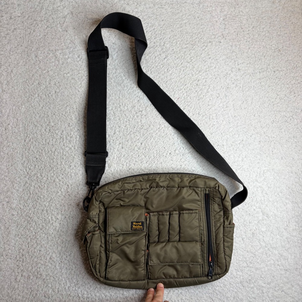Hard Yakka Australia Paratrooper Messenger Bag Olive Green Quilted Y2K Utility